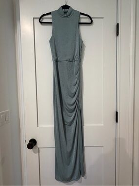 Francesca's Collections Sleeveless Sage Maxi Dress with Draped Side